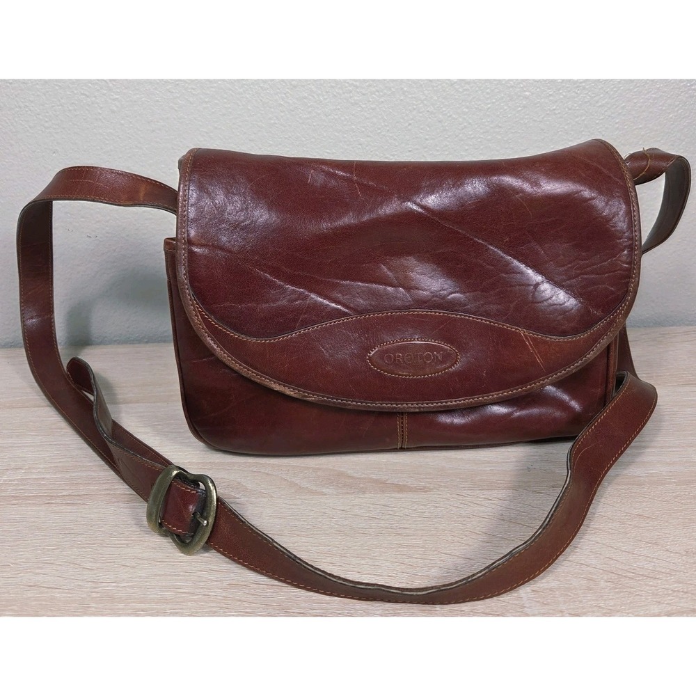 Vintage Oroton Leather Messenger Bag Made in Australia Brown Crossbody Satchel
